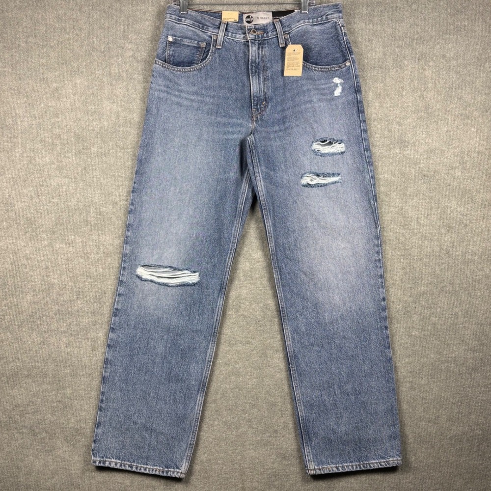 Levi's SilverTab '94 Baggy Distressed Jeans 34x31 Blue‎ Medium Wash